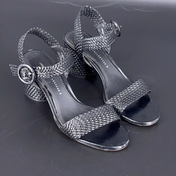 ZARA BASIC COLLECTION WOVEN BlACK HEEL SANDALS